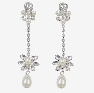 Bijoux Bar Silver and Pearl Flower Drop Earrings